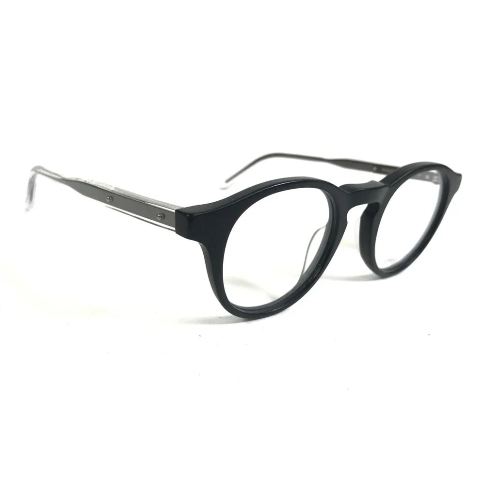 Bottega Veneta Eyeglasses Frames BV0023O 001 Black Gray Round Full Rim 46-23-140